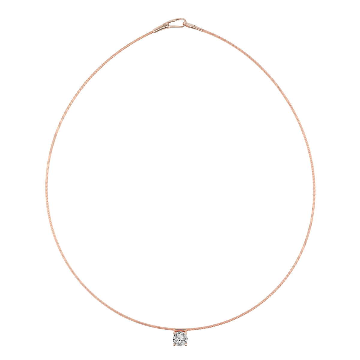 14K Necklace 1ct Round Drop Pendant