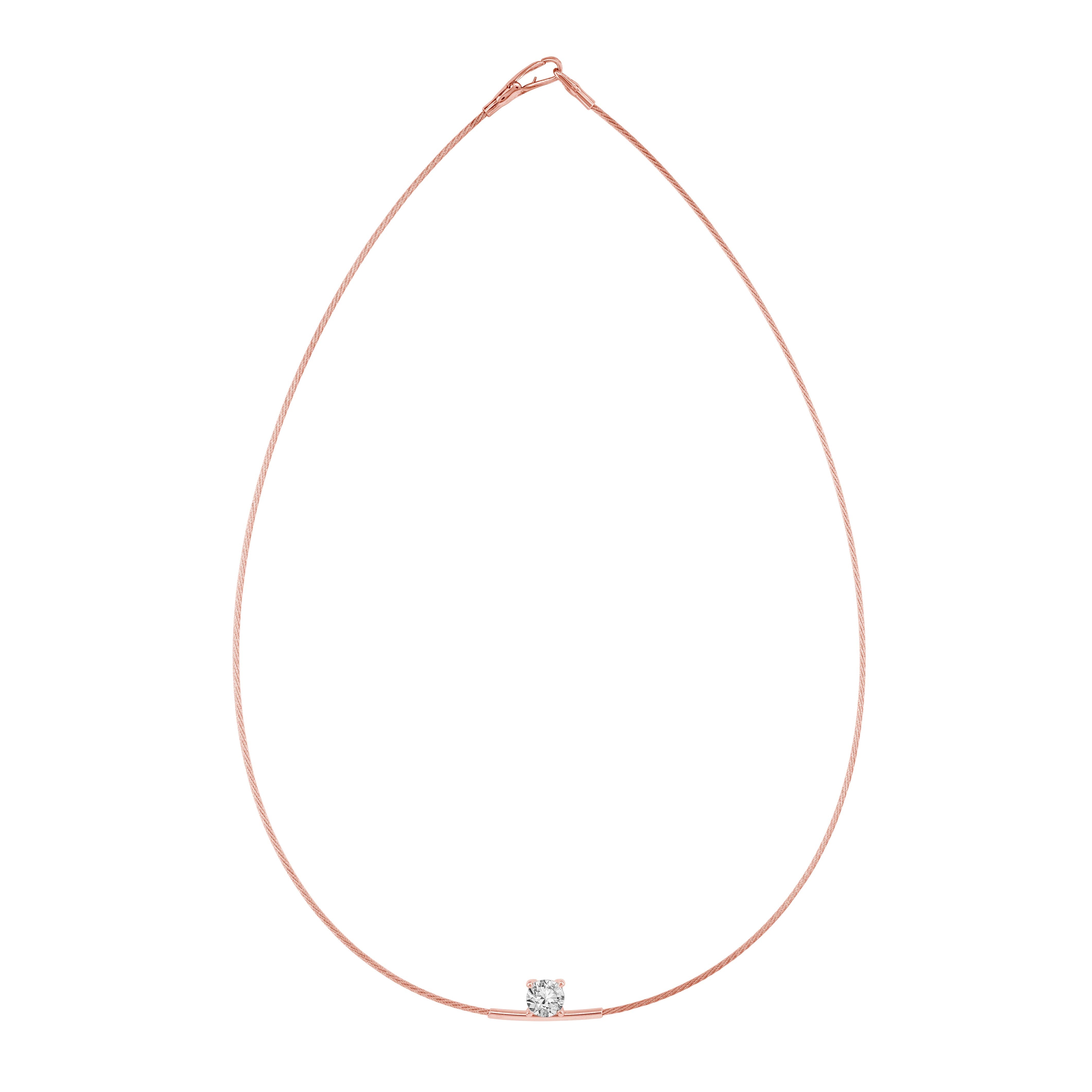 14K Necklace Round 1ct