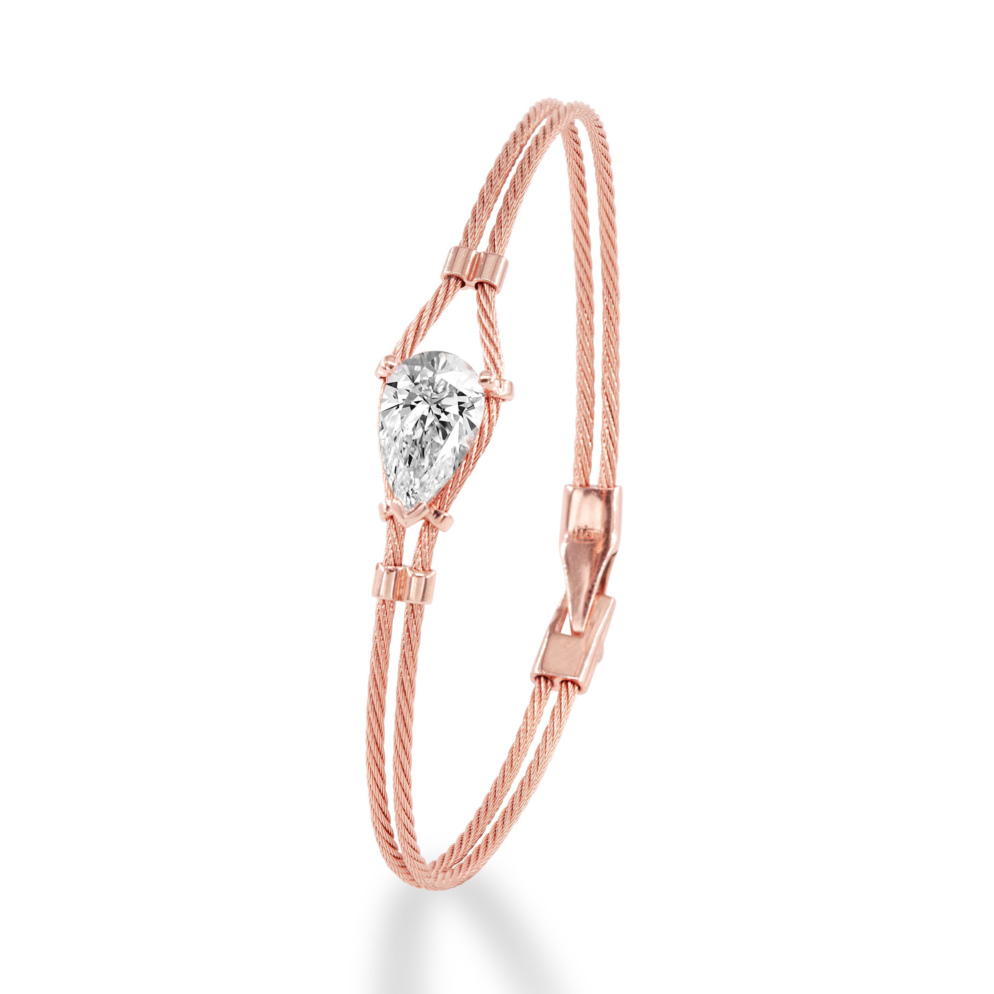 14K Double Bracelet Pear 3ct