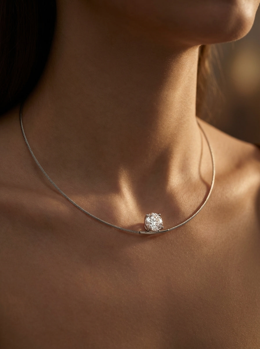 14K Necklace 5ct Round